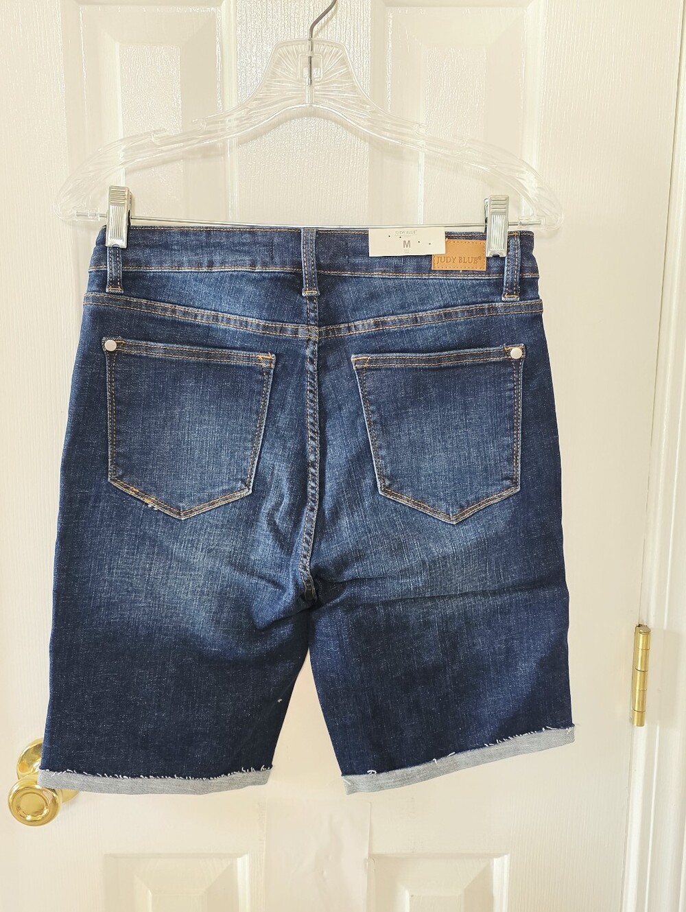 NEW Judy Blue Dark Blue High Waist Distressed Bermuda Jeans Medium - Picture 2 of 5